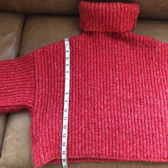 Goddess cropped ribbed turtleneck sweater cozy knit bohemian layer fall winter - Picture 7 of 8